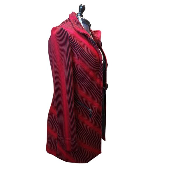 Joseph Ribkoff Black & Red Striped Jacket/Coat Sz 10 - Picture 4 of 9